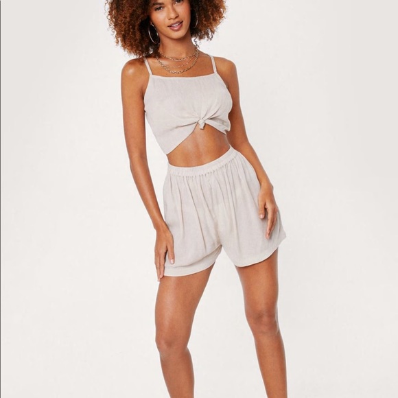 Nasty Gal Other - Crinkle Crop Top and Shorts Beach Cover Up Set